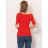 image:imageAllegra K Womens Half Sleeves Boat Neck Fitted Elbow Length Top Soft TShirtDeep Red
