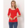 image:imageAllegra K Womens Half Sleeves Boat Neck Fitted Elbow Length Top Soft TShirtDeep Red
