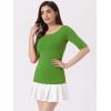 image:imageAllegra K Womens Half Sleeves Boat Neck Fitted Elbow Length Top Soft TShirtGrass Green