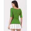 image:imageAllegra K Womens Half Sleeves Boat Neck Fitted Elbow Length Top Soft TShirtGrass Green