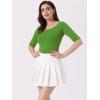image:imageAllegra K Womens Half Sleeves Boat Neck Fitted Elbow Length Top Soft TShirtGrass Green