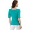 image:imageAllegra K Womens Half Sleeves Boat Neck Fitted Elbow Length Top Soft TShirtGreen