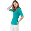 image:imageAllegra K Womens Half Sleeves Boat Neck Fitted Elbow Length Top Soft TShirtGreen