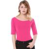 image:imageAllegra K Womens Half Sleeves Boat Neck Fitted Elbow Length Top Soft TShirtHot Pink