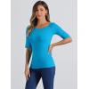 image:imageAllegra K Womens Half Sleeves Boat Neck Fitted Elbow Length Top Soft TShirtLake Blue