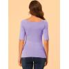 image:imageAllegra K Womens Half Sleeves Boat Neck Fitted Elbow Length Top Soft TShirtLavender