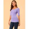 image:imageAllegra K Womens Half Sleeves Boat Neck Fitted Elbow Length Top Soft TShirtLavender