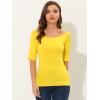 image:imageAllegra K Womens Half Sleeves Boat Neck Fitted Elbow Length Top Soft TShirtLemon Yellow