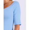 image:imageAllegra K Womens Half Sleeves Boat Neck Fitted Elbow Length Top Soft TShirtLight Blue