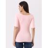 image:imageAllegra K Womens Half Sleeves Boat Neck Fitted Elbow Length Top Soft TShirtLight Pink