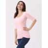 image:imageAllegra K Womens Half Sleeves Boat Neck Fitted Elbow Length Top Soft TShirtLight Pink