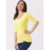 image:imageAllegra K Womens Half Sleeves Boat Neck Fitted Elbow Length Top Soft TShirtLight Yellow