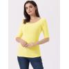 image:imageAllegra K Womens Half Sleeves Boat Neck Fitted Elbow Length Top Soft TShirtLight Yellow