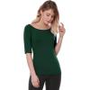 image:imageAllegra K Womens Half Sleeves Boat Neck Fitted Elbow Length Top Soft TShirtOlive Green