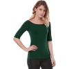 image:imageAllegra K Womens Half Sleeves Boat Neck Fitted Elbow Length Top Soft TShirtOlive Green