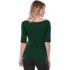 image:imageAllegra K Womens Half Sleeves Boat Neck Fitted Elbow Length Top Soft TShirtOlive Green