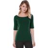 image:imageAllegra K Womens Half Sleeves Boat Neck Fitted Elbow Length Top Soft TShirtOlive Green
