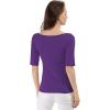image:imageAllegra K Womens Half Sleeves Boat Neck Fitted Elbow Length Top Soft TShirtPurple