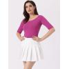 image:imageAllegra K Womens Half Sleeves Boat Neck Fitted Elbow Length Top Soft TShirtPurplish Red