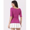 image:imageAllegra K Womens Half Sleeves Boat Neck Fitted Elbow Length Top Soft TShirtPurplish Red