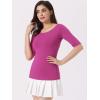image:imageAllegra K Womens Half Sleeves Boat Neck Fitted Elbow Length Top Soft TShirtPurplish Red