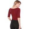 image:imageAllegra K Womens Half Sleeves Boat Neck Fitted Elbow Length Top Soft TShirtRed
