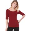 image:imageAllegra K Womens Half Sleeves Boat Neck Fitted Elbow Length Top Soft TShirtRed