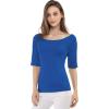 image:imageAllegra K Womens Half Sleeves Boat Neck Fitted Elbow Length Top Soft TShirtRoyal Blue