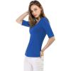 image:imageAllegra K Womens Half Sleeves Boat Neck Fitted Elbow Length Top Soft TShirtRoyal Blue