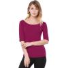 image:imageAllegra K Womens Half Sleeves Boat Neck Fitted Elbow Length Top Soft TShirtWine