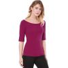 image:imageAllegra K Womens Half Sleeves Boat Neck Fitted Elbow Length Top Soft TShirtWine