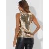 image:imageAllegra K Womens Metallic Tank Tops Shiny Sleeveless Party Disco ShirtBlack Gold