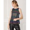 image:imageAllegra K Womens Metallic Tank Tops Shiny Sleeveless Party Disco ShirtBlacks