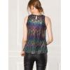 image:imageAllegra K Womens Metallic Tank Tops Shiny Sleeveless Party Disco ShirtBlacks