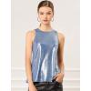 image:imageAllegra K Womens Metallic Tank Tops Shiny Sleeveless Party Disco ShirtBlue