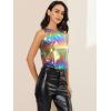 image:imageAllegra K Womens Metallic Tank Tops Shiny Sleeveless Party Disco ShirtColorful