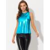 image:imageAllegra K Womens Metallic Tank Tops Shiny Sleeveless Party Disco ShirtDark Blue