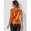 image:imageAllegra K Womens Metallic Tank Tops Shiny Sleeveless Party Disco ShirtDark Orange