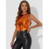image:imageAllegra K Womens Metallic Tank Tops Shiny Sleeveless Party Disco ShirtDark Orange