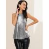 image:imageAllegra K Womens Metallic Tank Tops Shiny Sleeveless Party Disco ShirtDark Silver