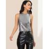 image:imageAllegra K Womens Metallic Tank Tops Shiny Sleeveless Party Disco ShirtDark Silver