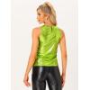 image:imageAllegra K Womens Metallic Tank Tops Shiny Sleeveless Party Disco ShirtGreen