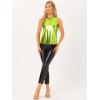 image:imageAllegra K Womens Metallic Tank Tops Shiny Sleeveless Party Disco ShirtGreen