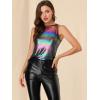 image:imageAllegra K Womens Metallic Tank Tops Shiny Sleeveless Party Disco ShirtMulticolor