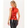 image:imageAllegra K Womens Metallic Tank Tops Shiny Sleeveless Party Disco ShirtRed Shiny