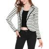 image:imageAllegra K Womens Notched Lapel Casual Work Office Striped BlazerBlack White