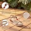 image:imageAllegra K Womens Plaid Beaded Platform Elastic Band Sandals Beige 9