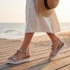 image:imageAllegra K Womens Plaid Beaded Platform Elastic Band Sandals Beige 9
