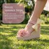image:imageAllegra K Womens Platform Floral Bow Peeptoe Wedge Sandals Beige 75