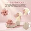 image:imageAllegra K Womens Platform Floral Bow Peeptoe Wedge Sandals Beige 75